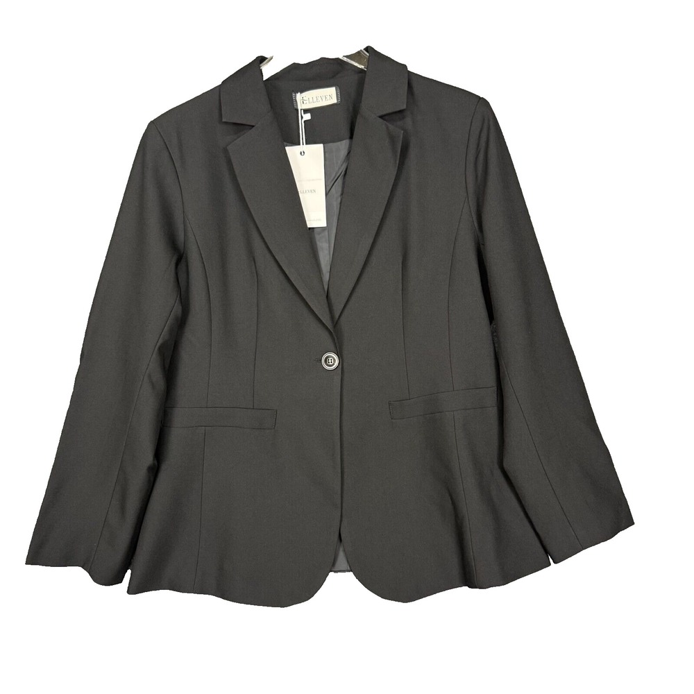 Elleven‎ Jacket Womens Large Black Blazer NWT Stretch Business Casual Minimalist